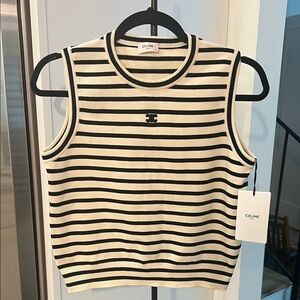 NWT Celine Sleeveless Top with Black and White Stripes sz small